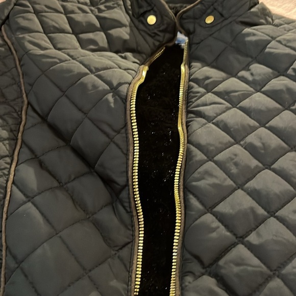 YMI Quilted Black and Tan Fur Lined Jacket Gold Accents - Picture 11 of 17